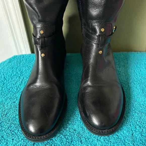 Tory Burch Adeline Women’s Black Leather Riding Boots Sz 8 - Picture 14 of 14